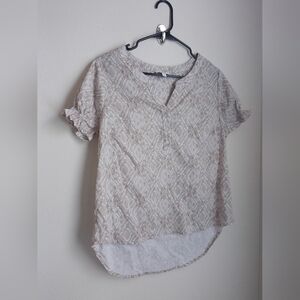 Nuco Blouse Women M Beige, White And Brown Patterned Academia Casual Versatile